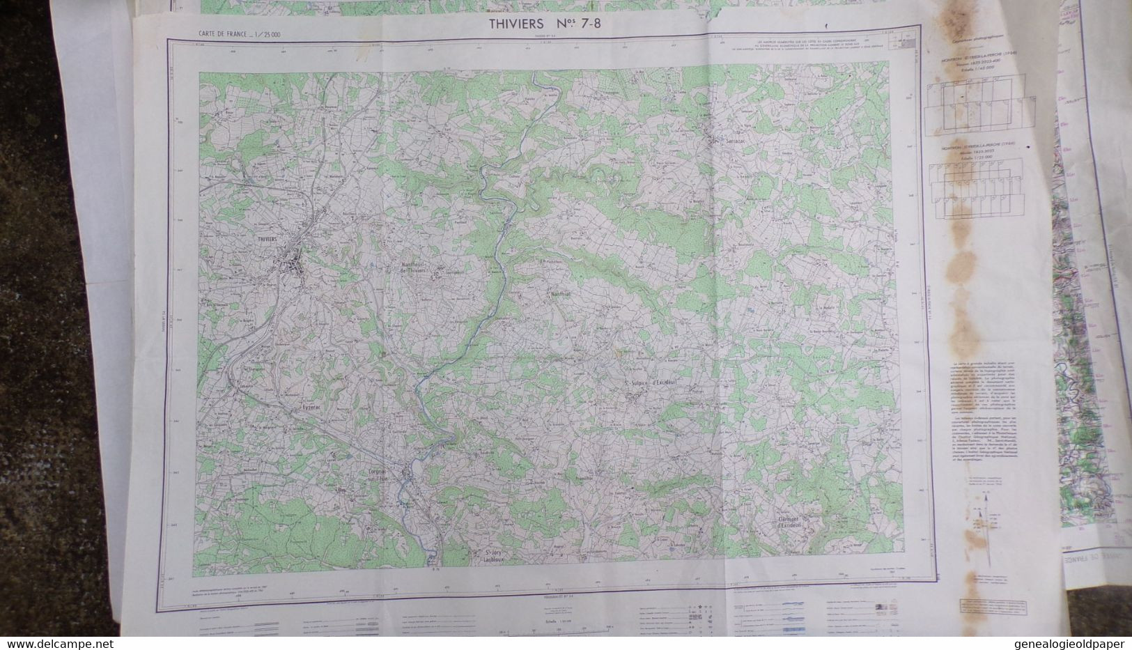 24- THIVIERS -CARTE GEOGRAPHIQUE 1967-NANTHEUIL-NANTHIAT-ST SAINT SULPICE EXCIDEUIL-CLERMONT-SARRAZAC-EYZERAC-CORGNAC - Topographical Maps