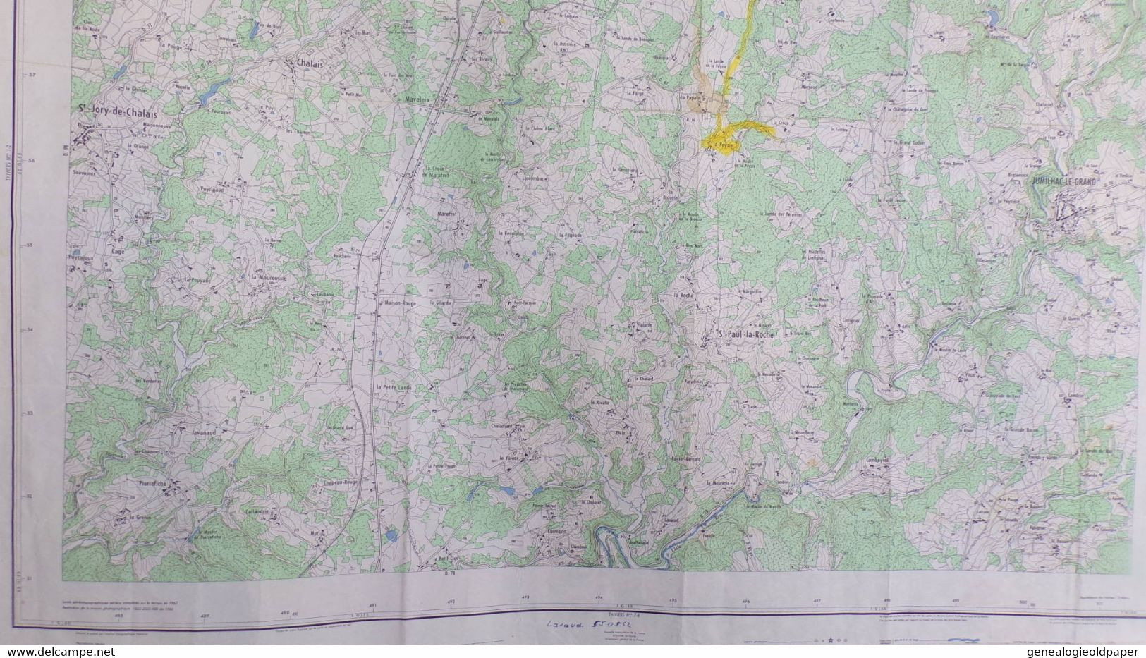24-THIVIERS-CARTE GEOGRAPHIQUE 1967-JUMILHAC LE GRAND-CHALAIS-LA PAYZIE-ST SAINT PAUL LA ROCHE-ST JORY-PUYROUX-CURMONT - Topographical Maps