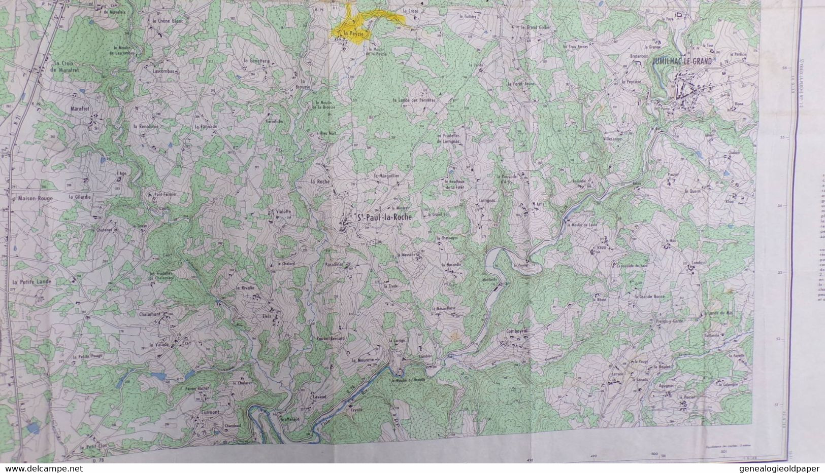 24-THIVIERS-CARTE GEOGRAPHIQUE 1967-JUMILHAC LE GRAND-CHALAIS-LA PAYZIE-ST SAINT PAUL LA ROCHE-ST JORY-PUYROUX-CURMONT - Mapas Topográficas
