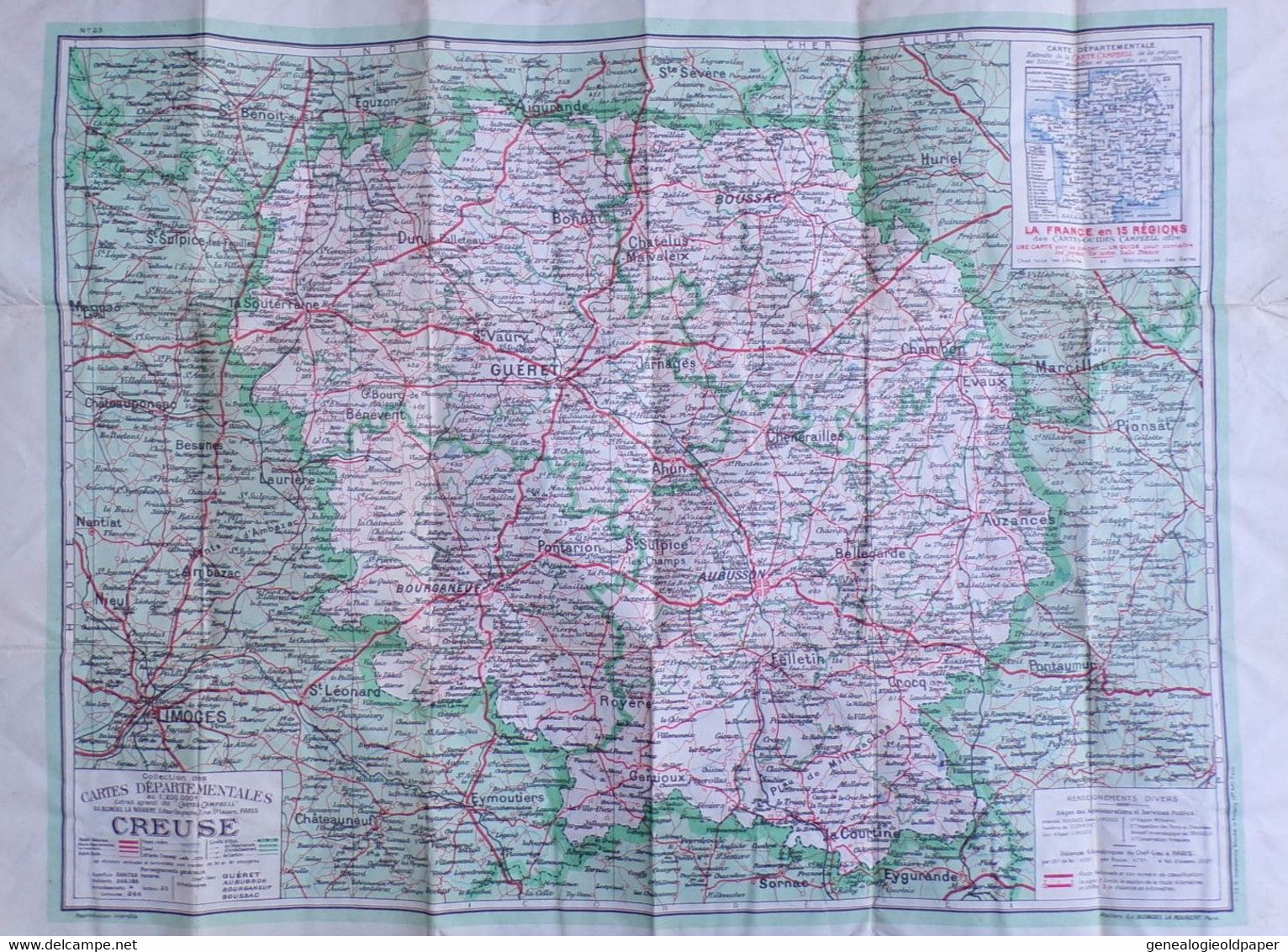 23-ROYERE-CARTE GEOGRAPHIQUE 1961-ST SAINT MARTIN CHATEAU-PARDOUX-BEAUMONT-VILLE DIEU-FAUX MONTAGNE-GENTIOUX-FENIERS- - Topographische Karten