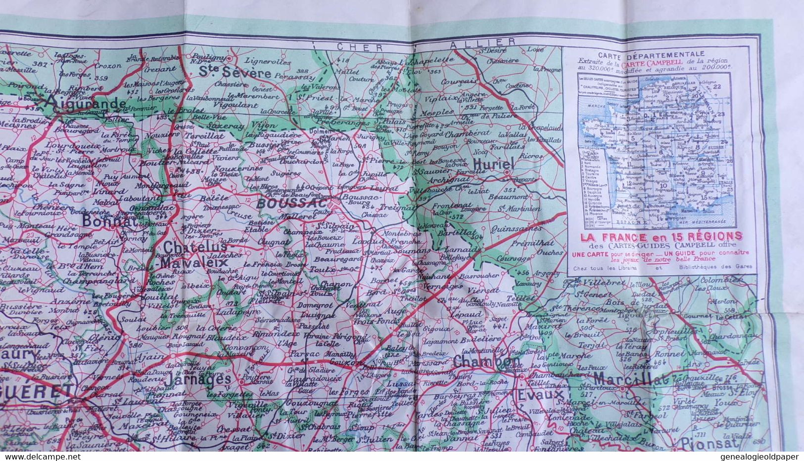 23-ROYERE-CARTE GEOGRAPHIQUE 1961-ST SAINT MARTIN CHATEAU-PARDOUX-BEAUMONT-VILLE DIEU-FAUX MONTAGNE-GENTIOUX-FENIERS- - Mapas Topográficas