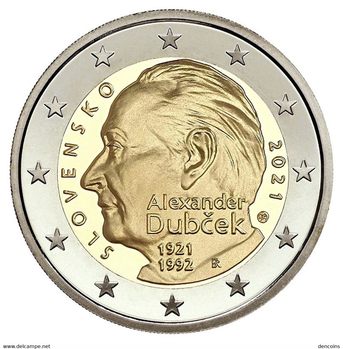 2 Euro ESLOVAQUIA 2021 ALEXANDER DUBCEK - SLOVAKIA - UNC - SIN CIRCULAR - NEW 2€ - Slovaquie