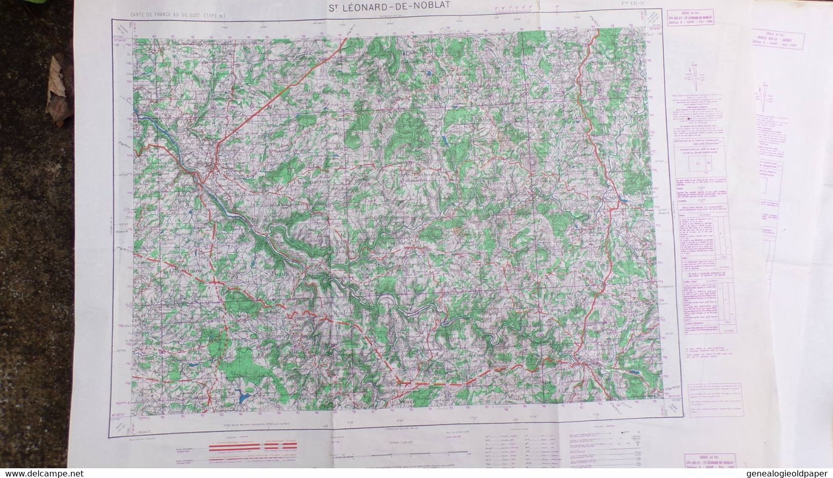 87-23-ST SAINT LEONARD NOBLAT-CARTE GEOGRAPHIQUE 1959-MOISSANNE-AURIAT-MASLEON-EYBOULEUF-CHEISSOUX-ST MOREIL-JUNIEN - Topographische Karten