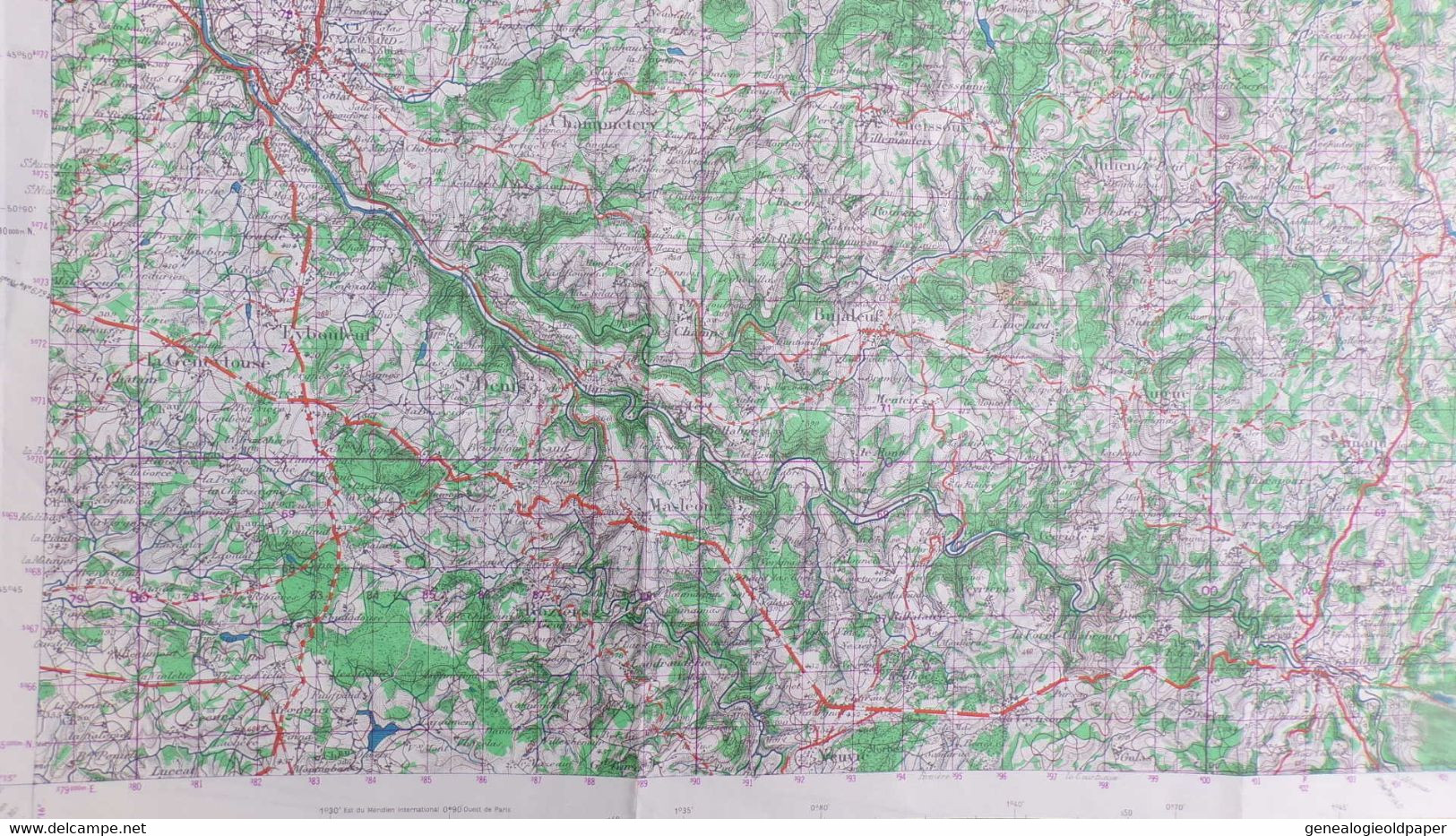 87-23-ST SAINT LEONARD NOBLAT-CARTE GEOGRAPHIQUE 1959-MOISSANNE-AURIAT-MASLEON-EYBOULEUF-CHEISSOUX-ST MOREIL-JUNIEN - Mapas Topográficas