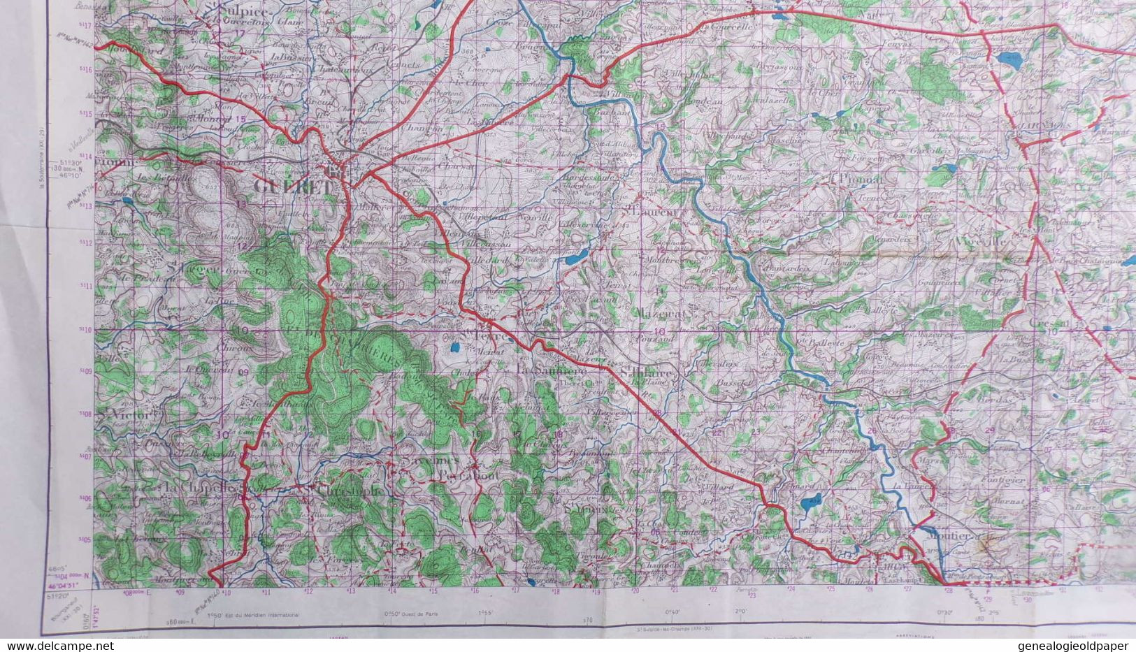 23-GUERET-CARTE GEOGRAPHIQUE 1959-AJAIN-ST SAINT PARDOUX-CRESSAT-JARNAGES-AJAIN-PEYRABOUT-LA SAUNIERE-JOUILLAT-GLENIC - Cartes Topographiques