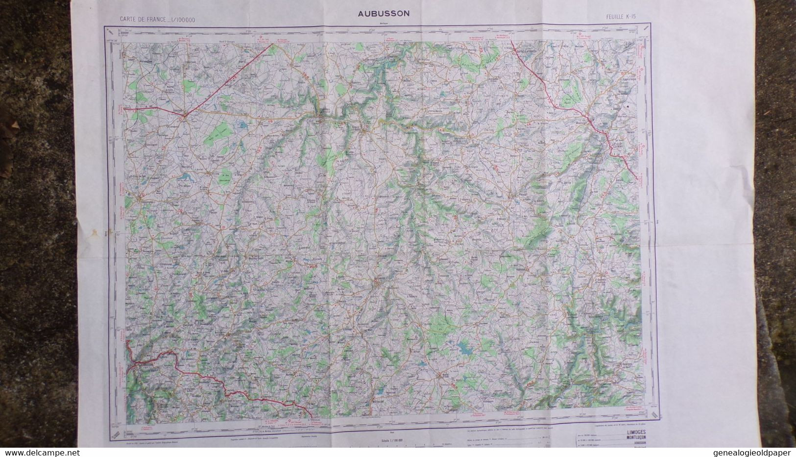 23-AUBUSSON-CARTE GEOGRAPHIQUE 1961-GOUZON-MONTAIGUT-EVAUX-AUZANCES-BELLEGARDE-CHAMBON VOUEIZE-MARCILLAT-PIONSAT - Cartes Topographiques