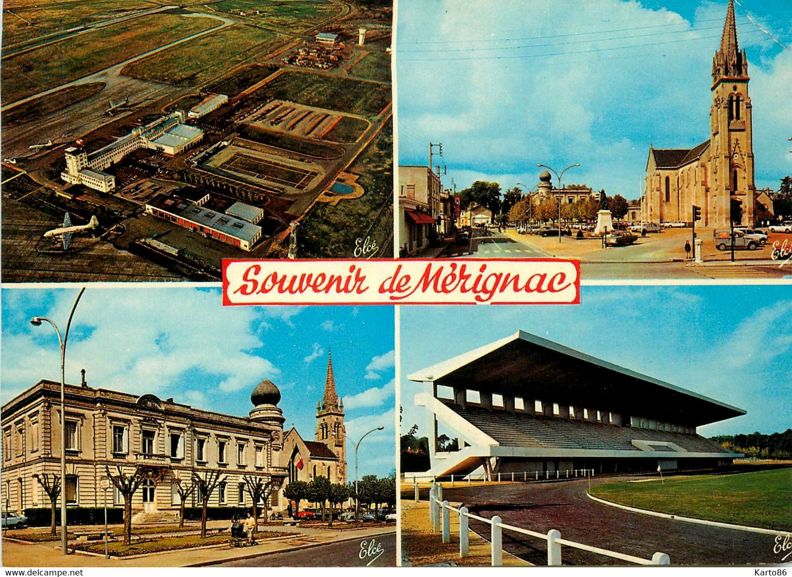 Mérignac * Souvenir De La Commune * Cp 4 Vues * L'aéroport * Le Stade Stadium - Merignac