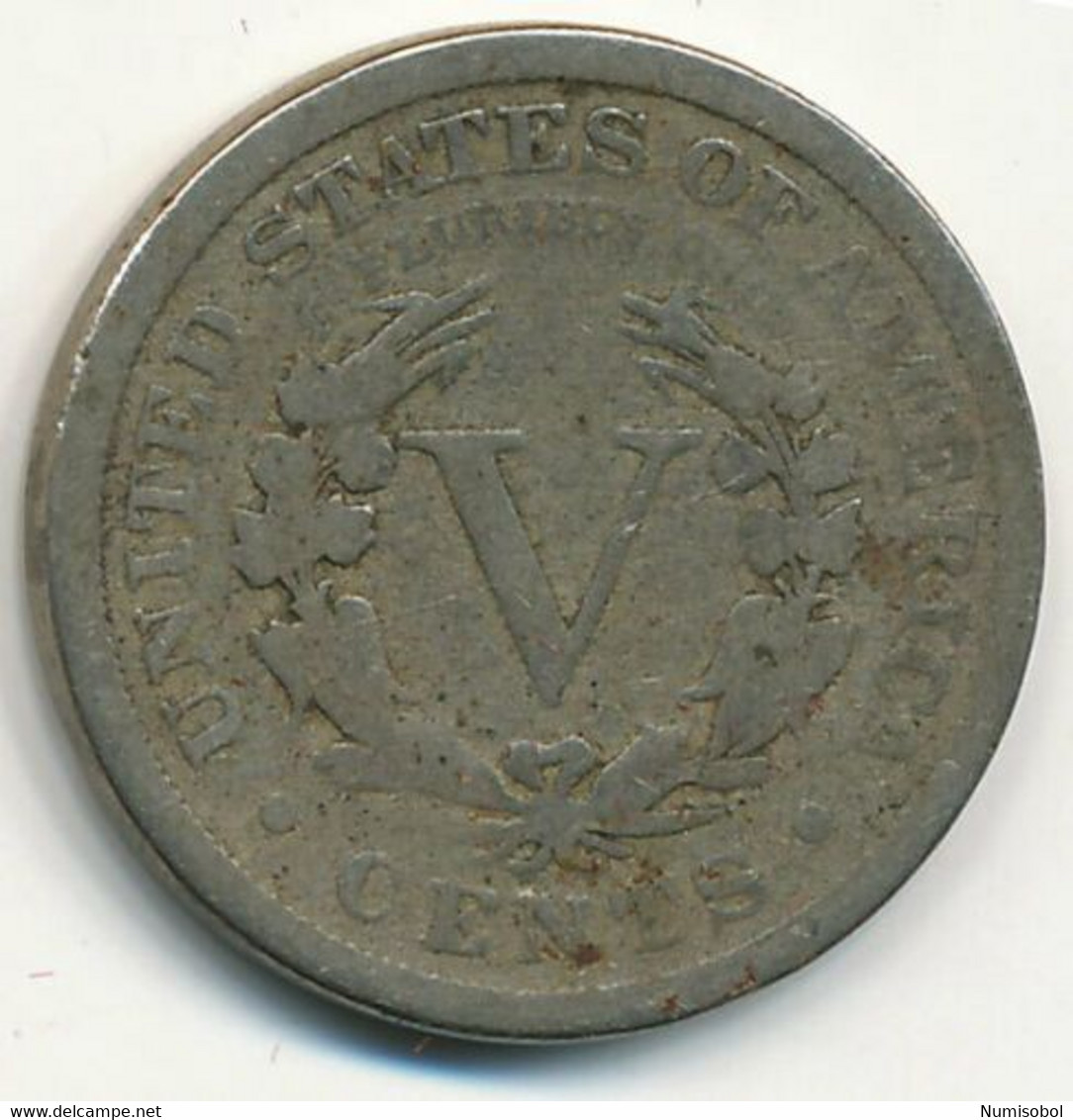 United States - 5 Cents 1889. (USC013) - 1883-1913: Liberty