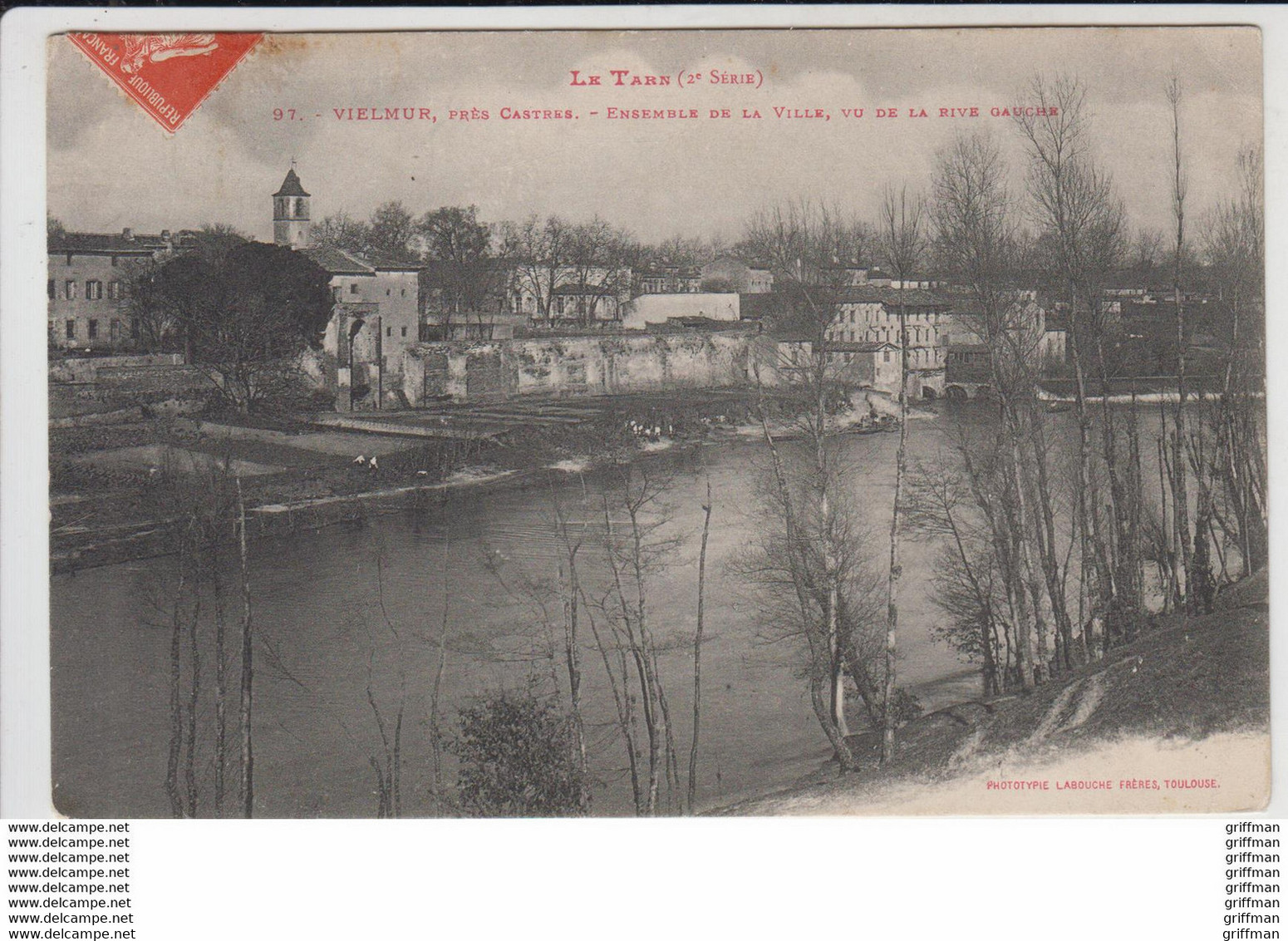 VIELMUR PRES CASTRES ENSEMBLE DE LA VILLE VU DE LA RIVE GAUCHE 1912 TBE - Vielmur Sur Agout