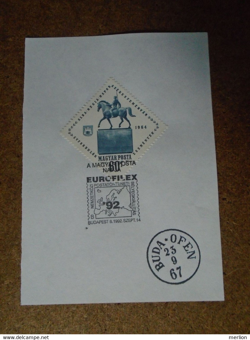 D191007    Hungary   1992  Commemorative Handstamp On A Sheet Of Paper   - Eurofilex - Stamp Exhibition Budapest - Other & Unclassified