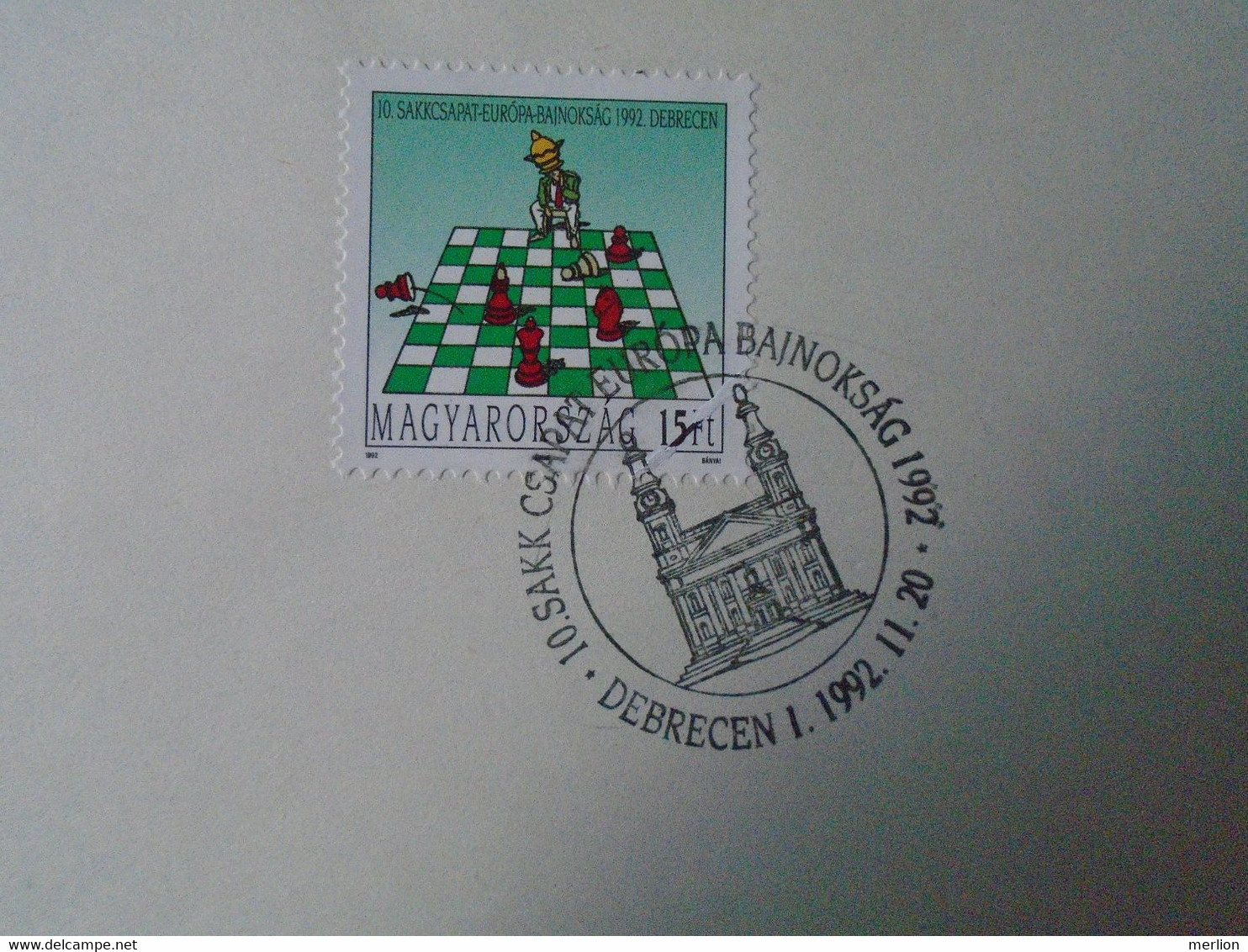 D191009      Hungary   1992  Commemorative Handstamp On A Sheet Of Paper  Chess Team European Championship Debrecen - Sonstige & Ohne Zuordnung