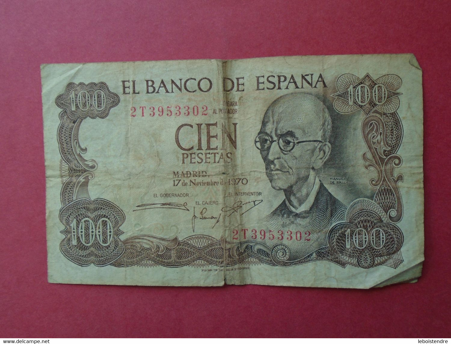 1 BILLET    EL BANCO DE ESPANA 100 CIEN PESETAS  1970 - 100 Peseten