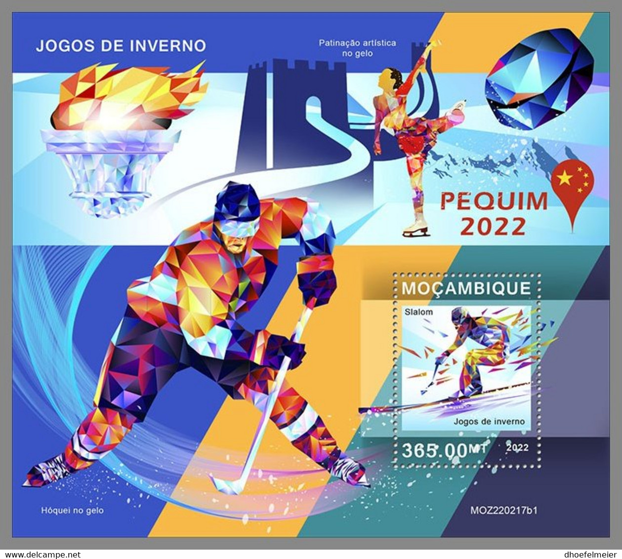 MOZAMBIQUE 2022 MNH Peking 2022 Olympic Winter Games Winterolympiade S/S I - OFFICIAL ISSUE - DHQ2240 - Invierno 2022 : Pekín