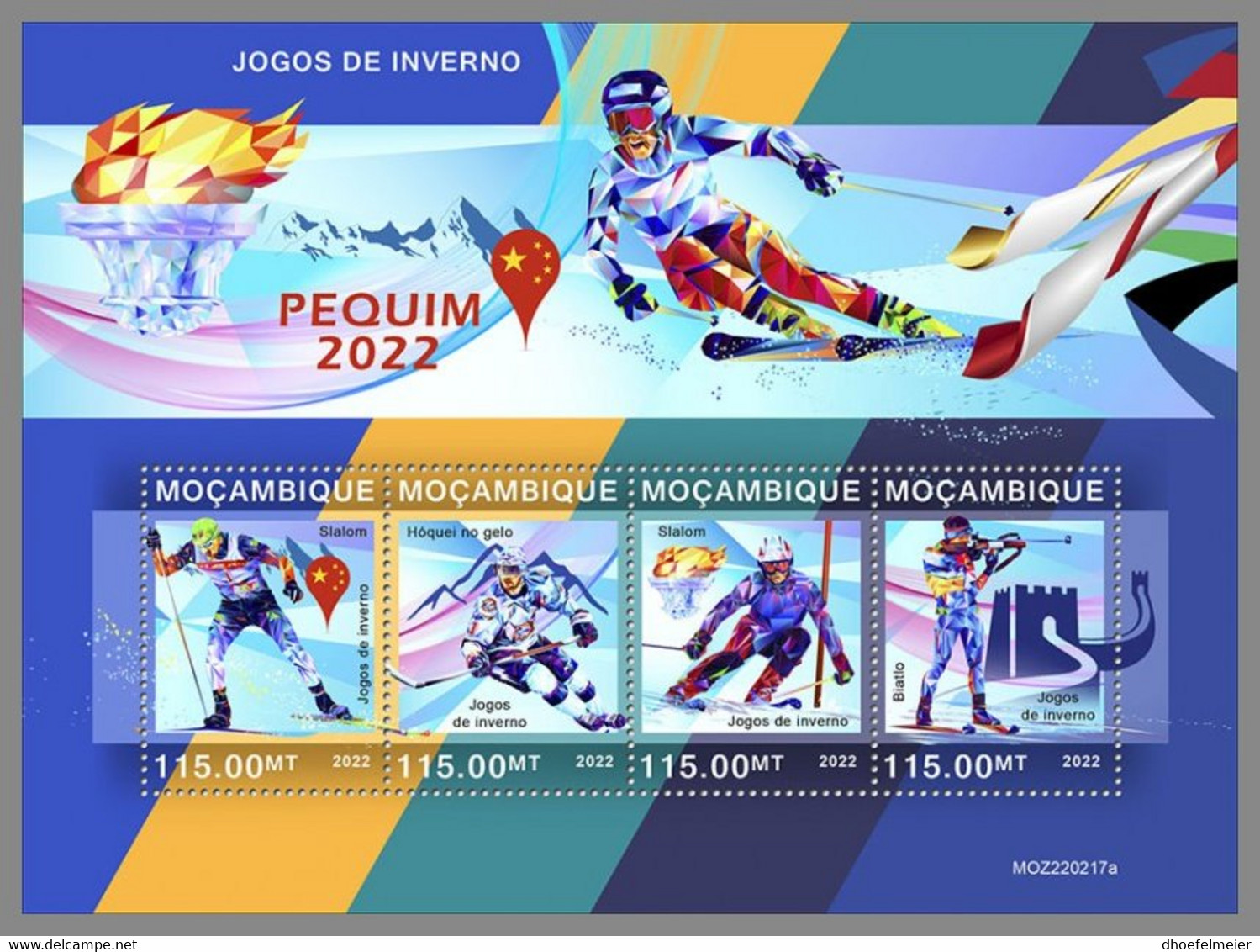 MOZAMBIQUE 2022 MNH Peking 2022 Olympic Winter Games Winterolympiade M/S - OFFICIAL ISSUE - DHQ2240 - Invierno 2022 : Pekín