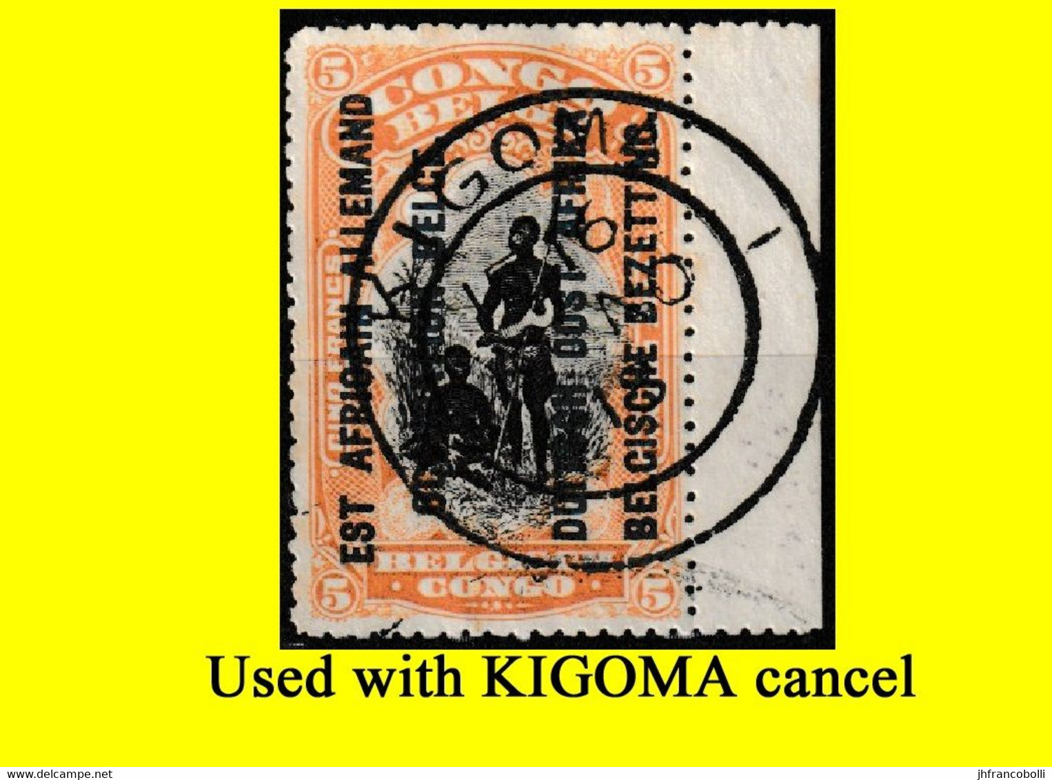 1916 (°) RUANDA-URUNDI RU USED RU 035 MILITARY CENTRAL CANCEL (double Circle) BLACK INK OVERPRINT - Gebraucht