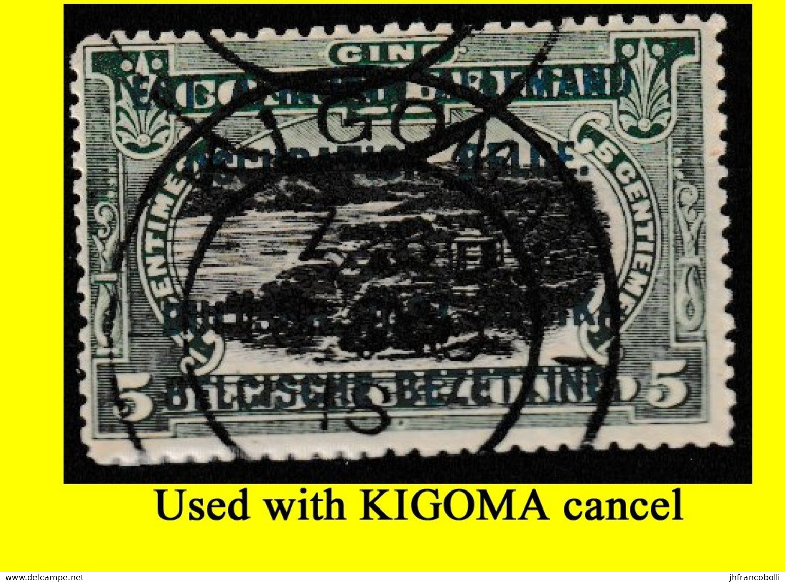 1916 (°) RUANDA-URUNDI RU USED RU 028 MILITARY CENTRAL CANCEL (double Circle) BLACK INK OVERPRINT 1918 - Gebraucht