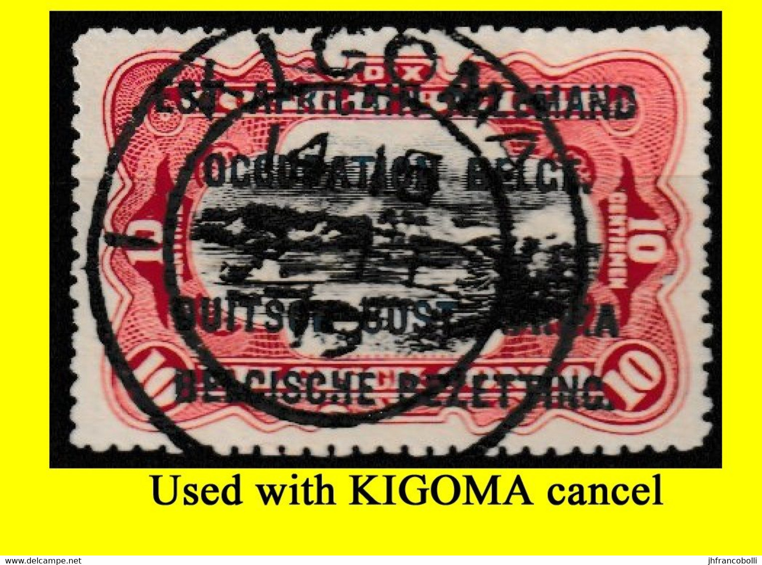 1916 (°) RUANDA-URUNDI RU USED RU 029 MILITARY CENTRAL CANCEL (double Circle) BLACK INK OVERPRINT 1919 - Gebraucht