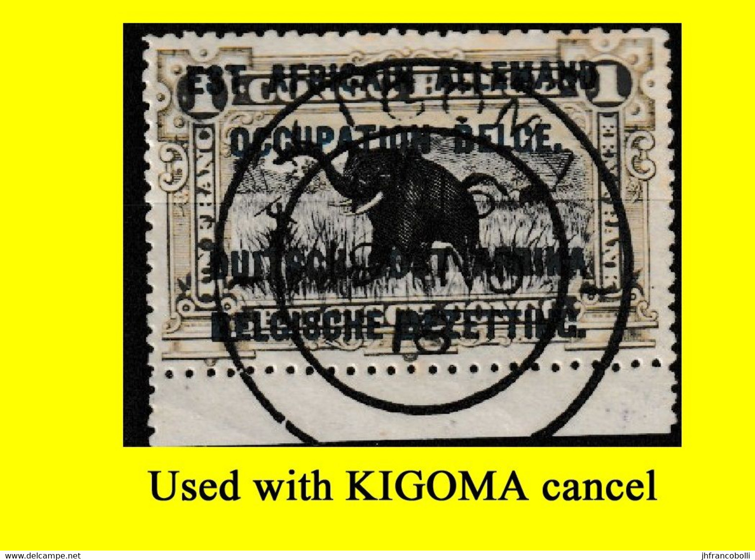 1916 (°) RUANDA-URUNDI RU USED RU 034 MILITARY CENTRAL CANCEL (double Circle) BLACK INK OVERPRINT 1916 - Oblitérés