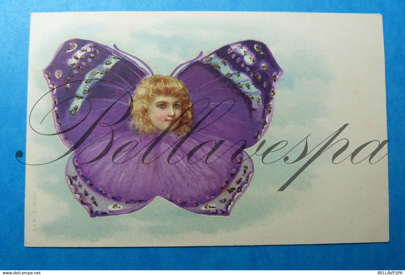 Beau fantasie 4  x cpa Papillon Vlinders  Butterfly child enfants ,edit  A &M . B n°104