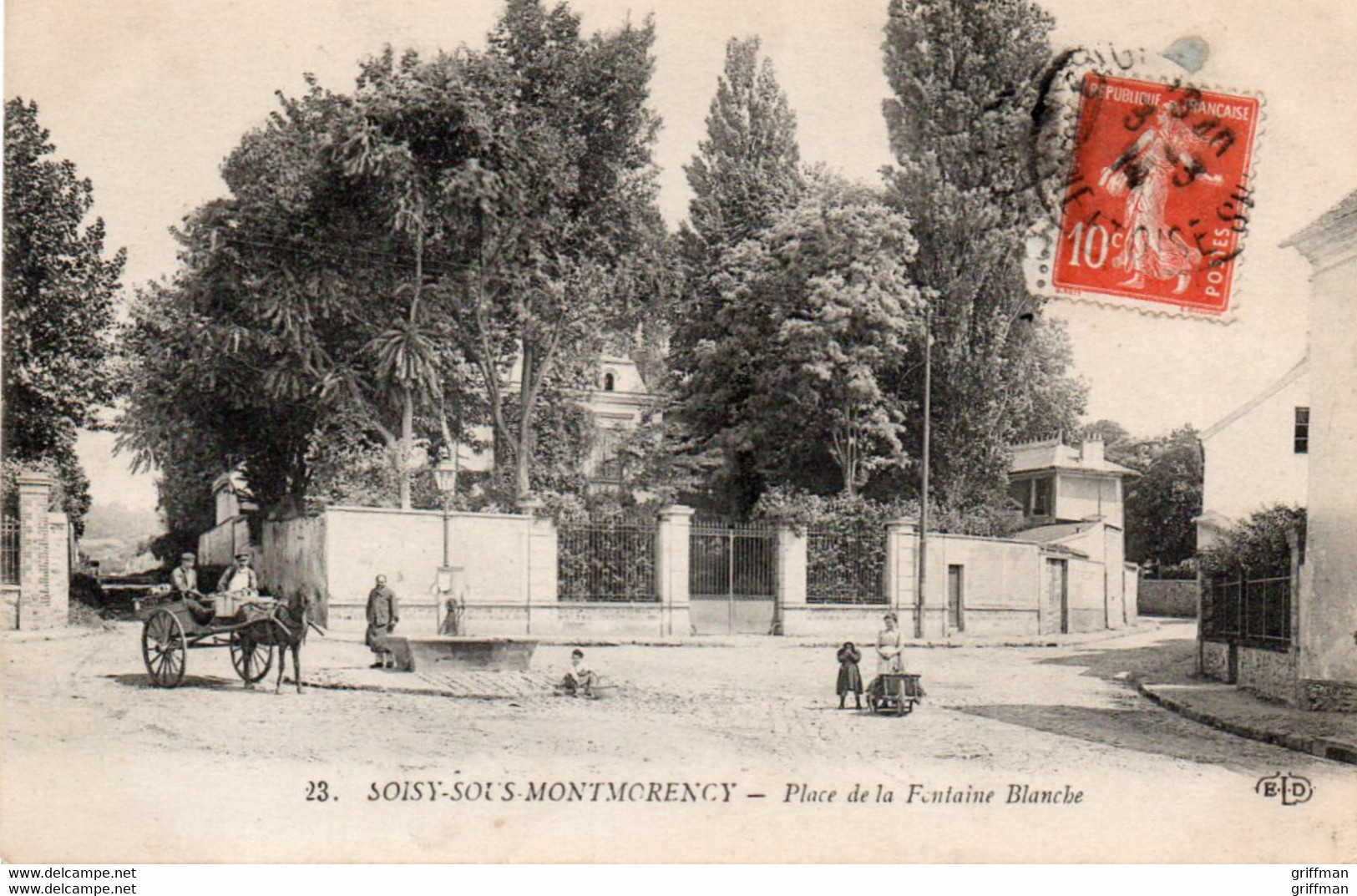 SOISY SOUS MONTMORENCY PLACE DE LA FONTAINE BLANCHE 1914 TBE - Soisy-sous-Montmorency