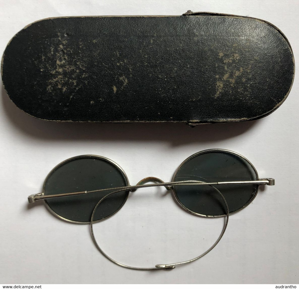 Anciennes Lunettes à Oeil En Fil De Fer Avec étui DE RAVETON CAEN Opticien Place St Pierre Années 20 - Lunettes