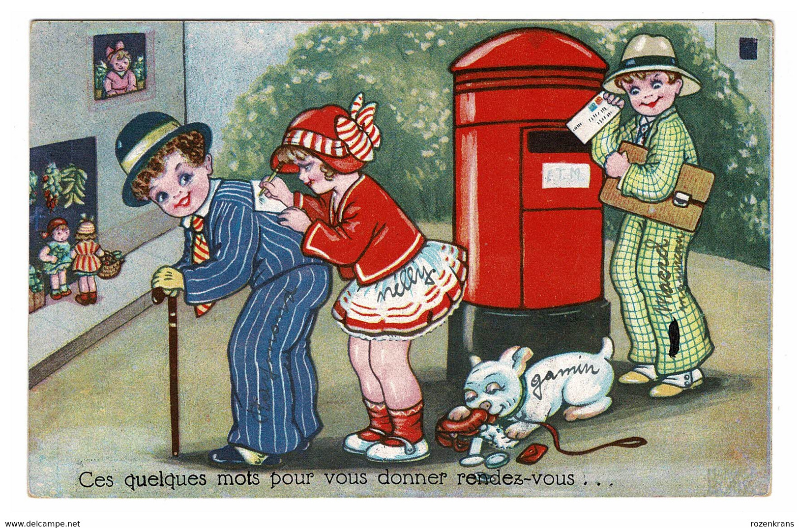 Kind Kinderen Enfants Children Illustrateur Margret Boriss Illustrator Post Box Mail Postbus Boite Postale - Boriss, Margret