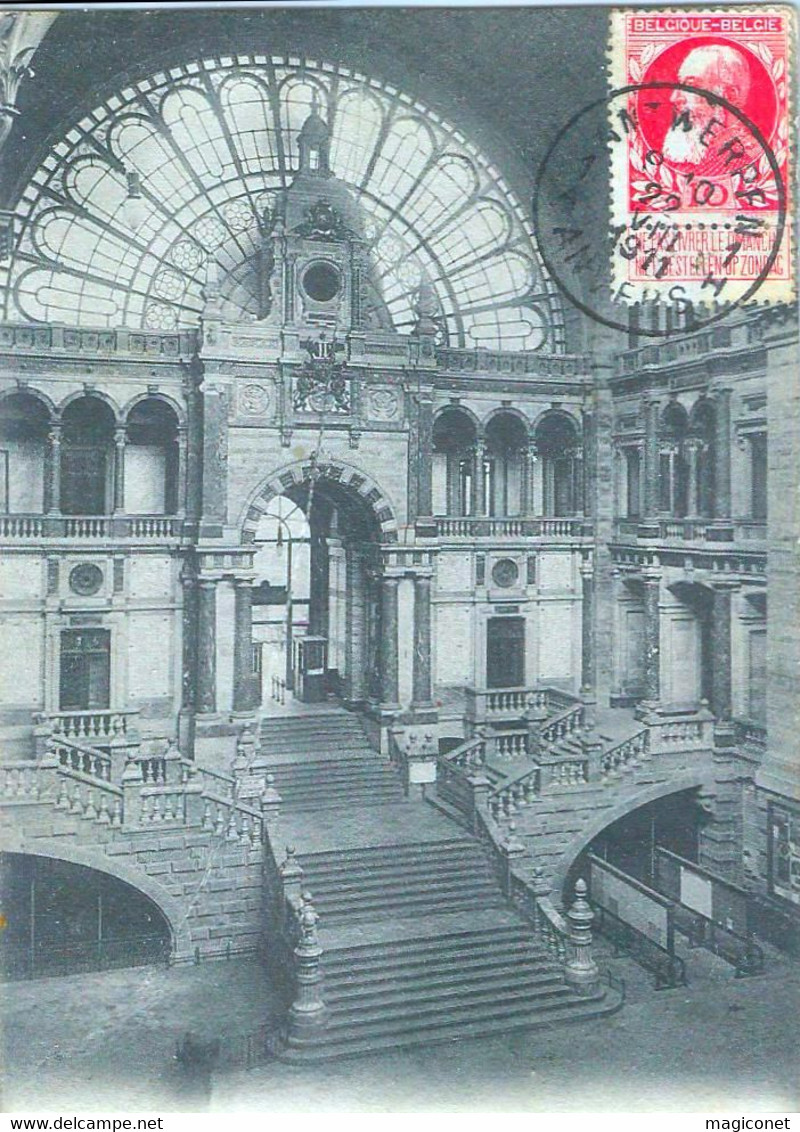 CPA - Avec Vignette Esperanto Congres Anvers 1911 Sur Carte Anvers - Intérieur Gare Centrale - Esperanto