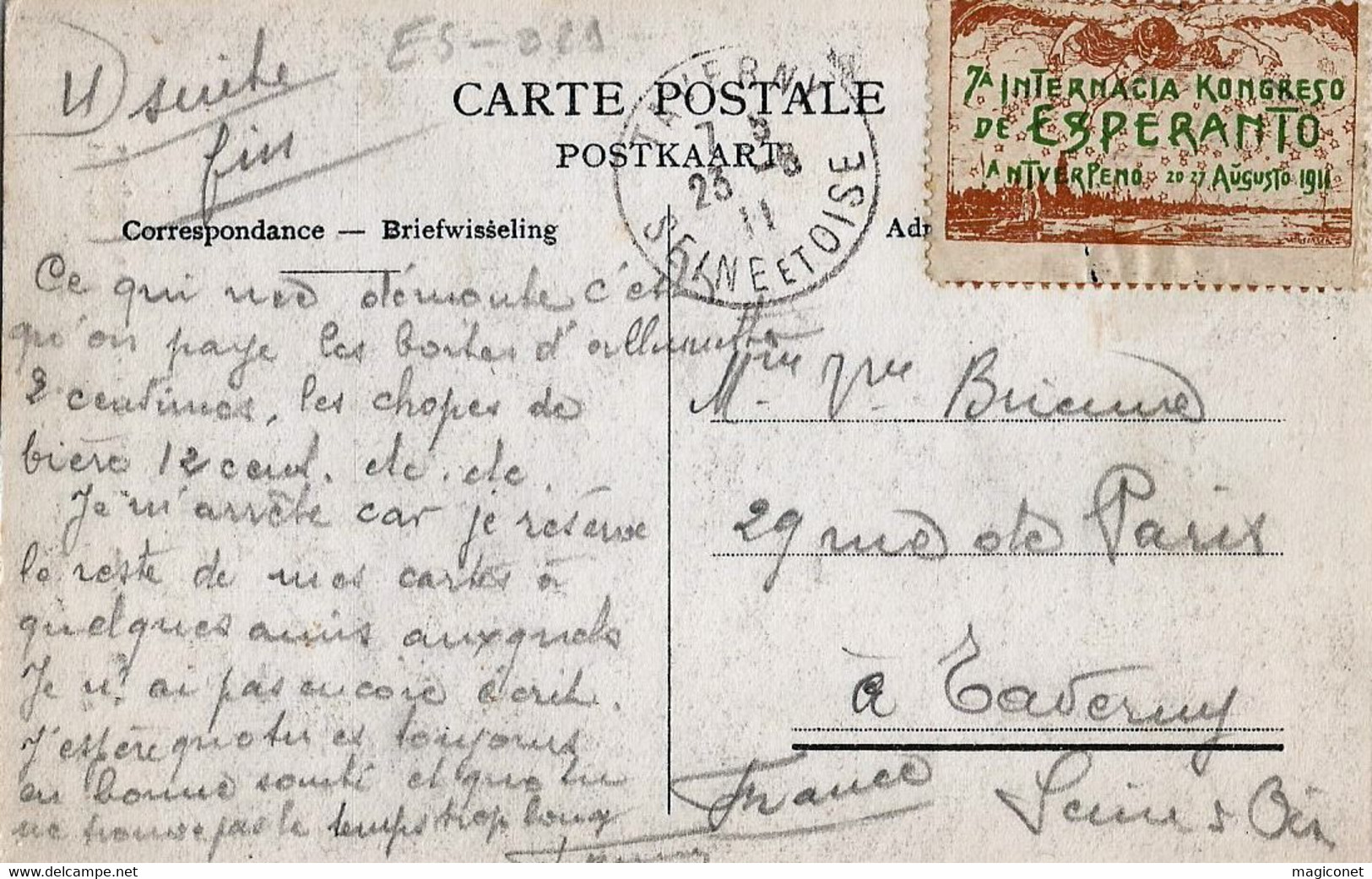 CPA - Avec Vignette Esperanto Congres Anvers 1911 Sur Carte Anvers - Intérieur Gare Centrale - Esperanto