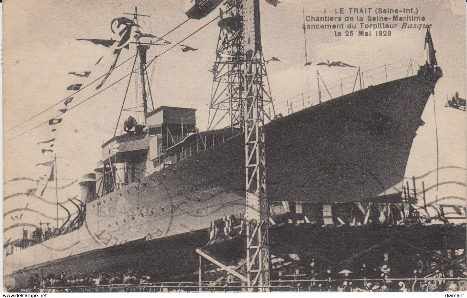 LE TRAIT (76) - Chantiers De La Seine-Maritime - Lancement Du Torpilleur Basque Le 25 Mai 1929 - Bon état - Le Trait