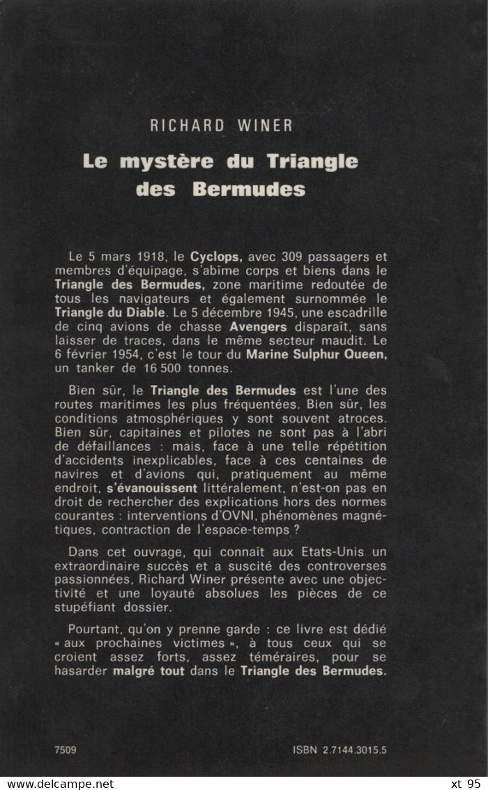 Le Mystere Du Triangle Des Bermudes - Richard Winer - 1976 - 214 Pages - Esotérisme