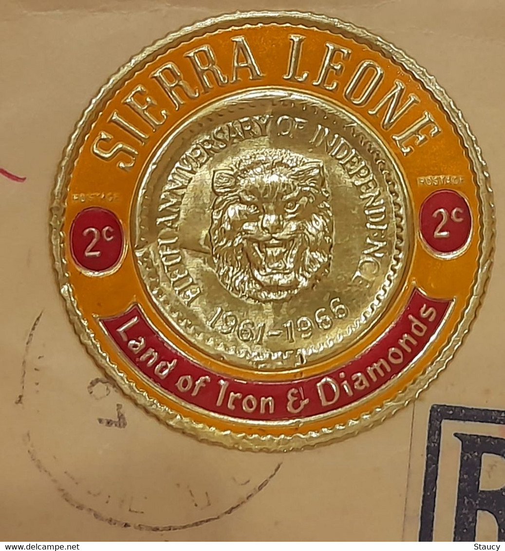 SIERRA LEONE 1966 COLLECTION Gold Coin Stamps 12v SET + ODD / UNUSUAL SELF ADHESIVE FRANKING REGISTERED AIR MAIL COVER