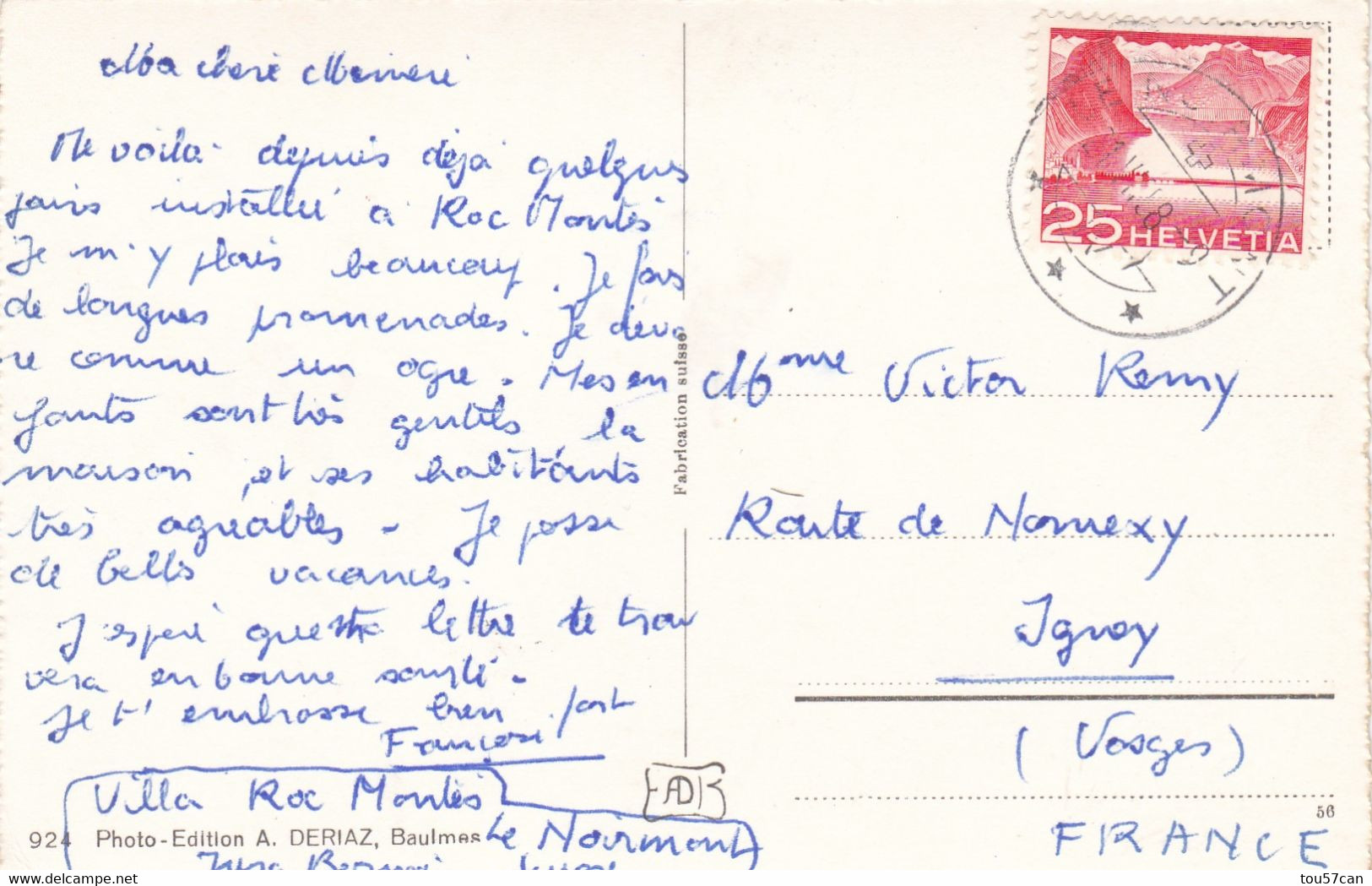 LE NOIRMONT - JURA - JU - SUISSE - CPA DE 1958 - LE COLLEGE.... - Le Noirmont