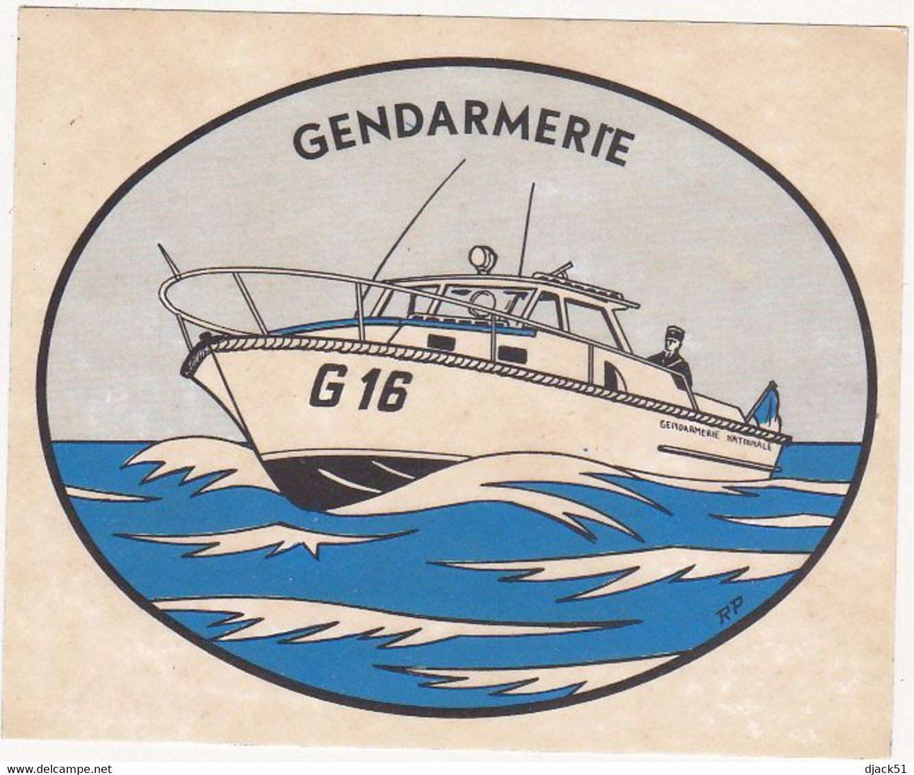 Ancien Autocollant / VEDETTE DE LA GENDARMERIE NATIONALE(Bateau) - Police & Gendarmerie