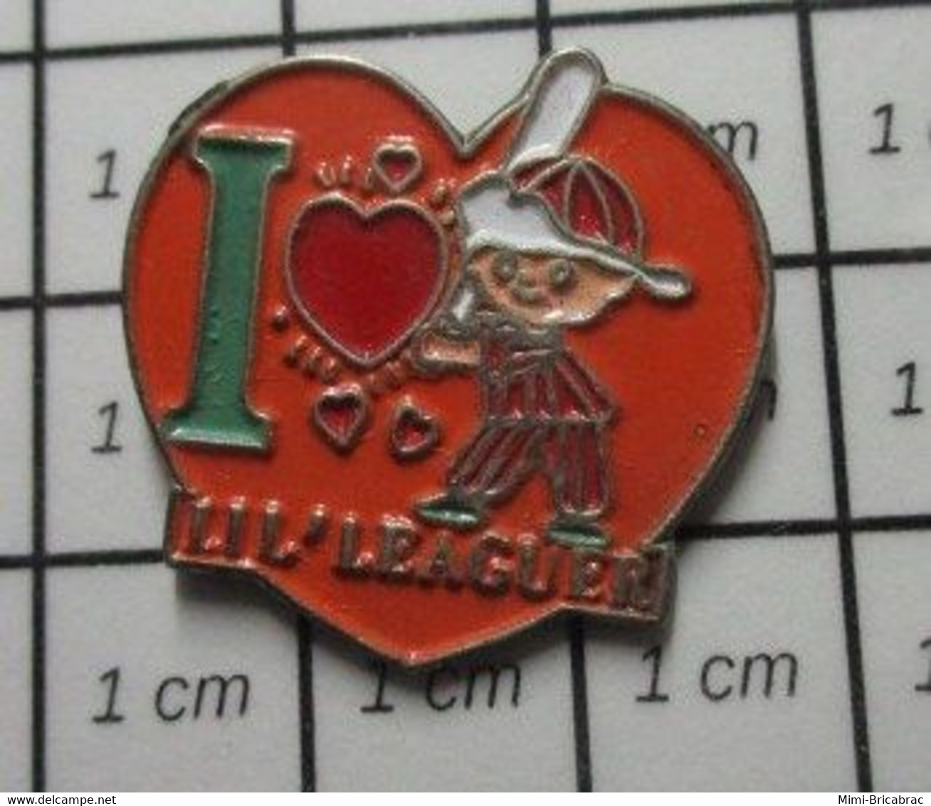 413i Pin's Pins / Beau Et Rare / SPORTS / BASE-BALL COEUR ORANGE I LOVE LIL'LEAGUER - Honkbal