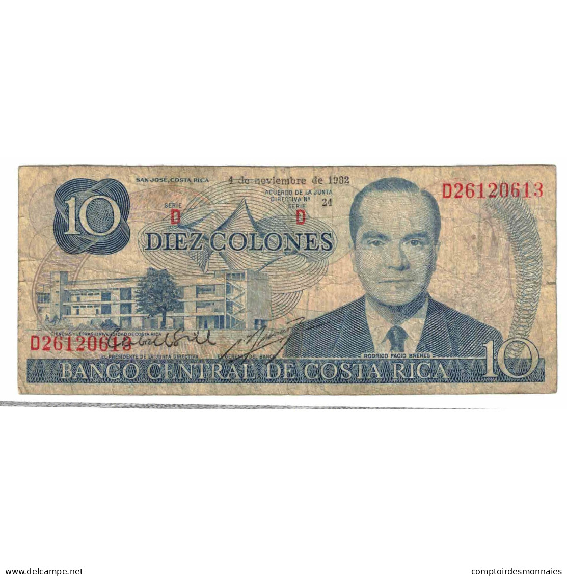 Billet, Costa Rica, 10 Colones, 1981, 1981-03-12, KM:237b, TB - Costa Rica