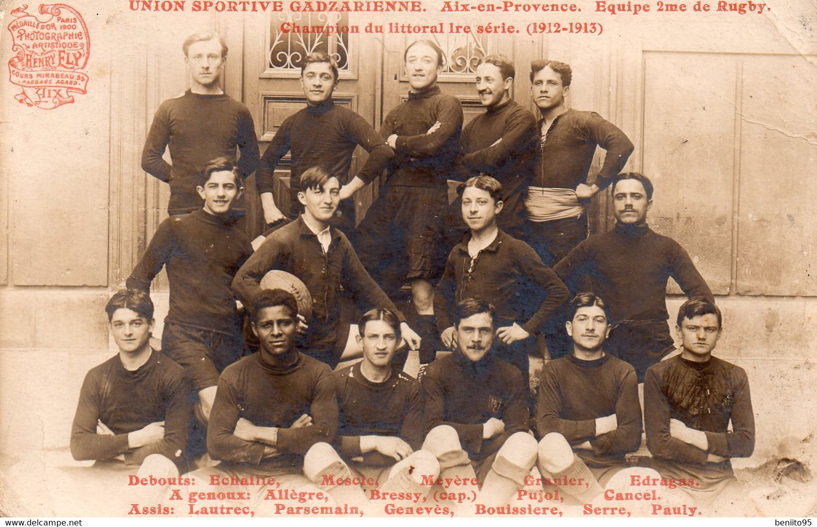 CPA D'AIX En PROVENCE- L'équipe 2ème De Rugby De L'UNION SPORTIVE GADZARIENNE 1912-13. - Aix En Provence