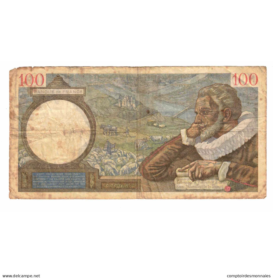France, 100 Francs, Sully, 1939, R.258, B, Fayette:26.3, KM:94 - 100 F 1939-1942 ''Sully''