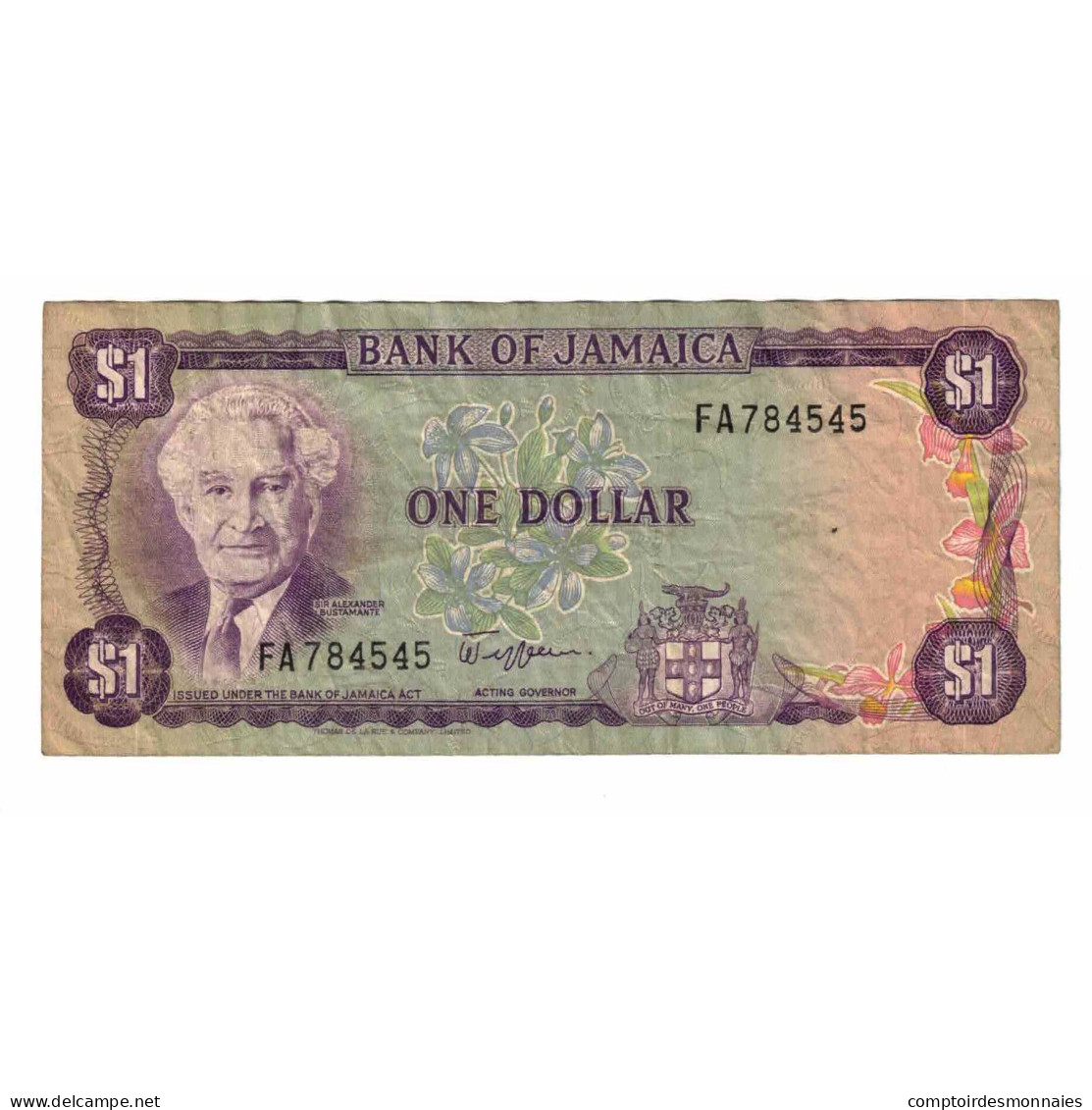 Billet, Jamaïque, 1 Dollar, Undated (1970), KM:54, TTB - Jamaica