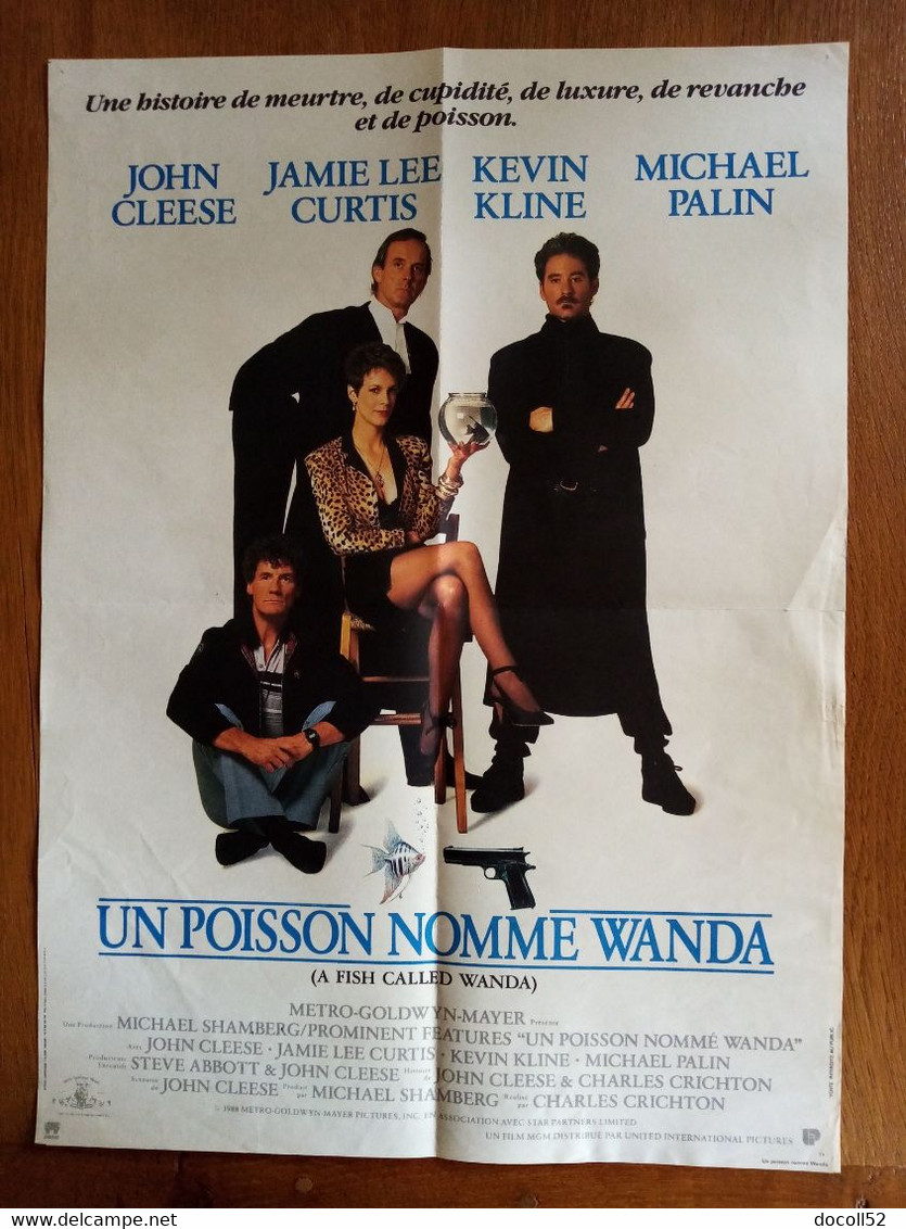 AFFICHE CINEMA ORIGINALE FILM UN POISSON NOMME WANDA 1988 JOHN CLEESE JAMIE LEE CURTIS 52,4CMX38,2CM DE CHARLES CRICHTON - Affiches & Posters