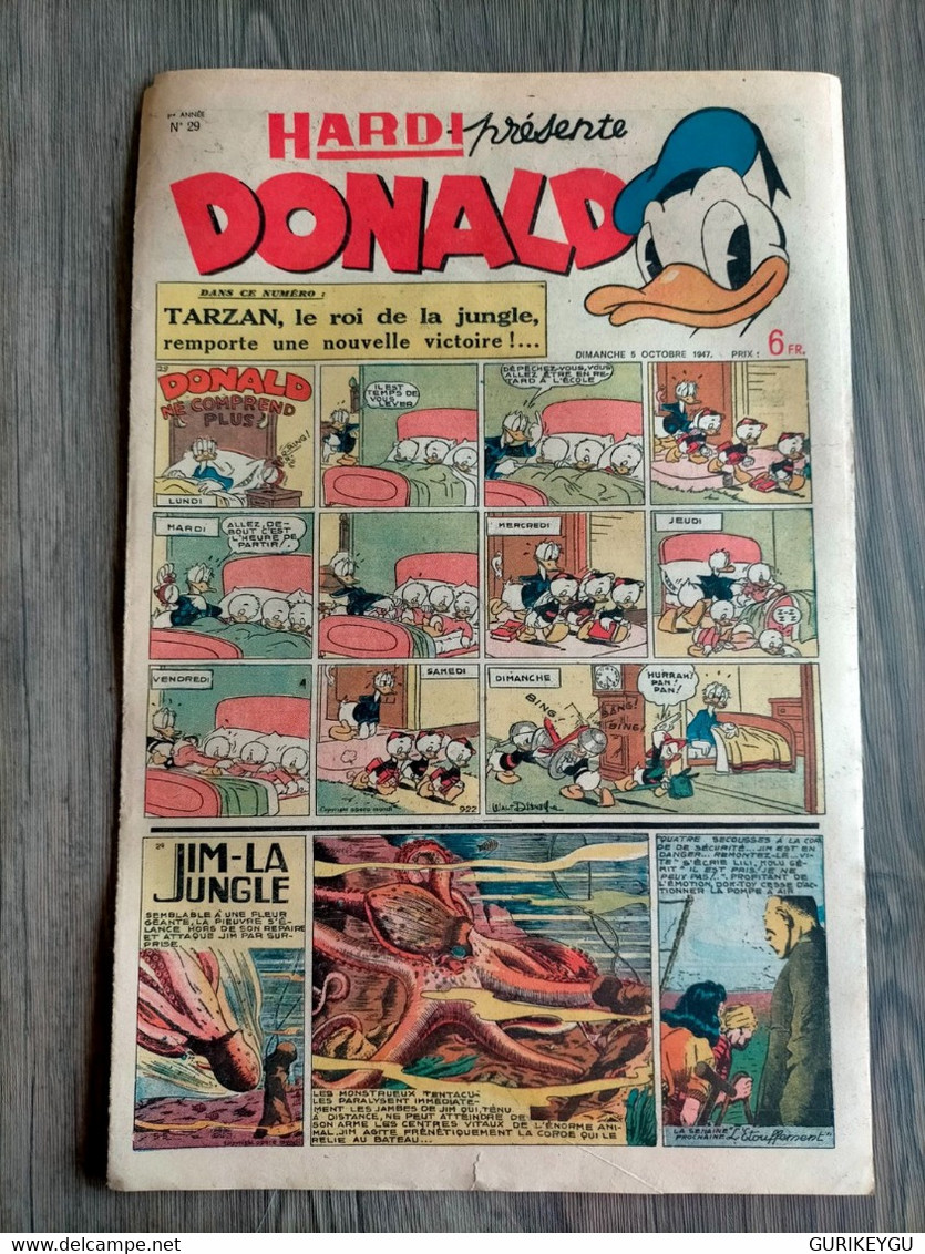 HARDI Présente DONALD N° 29 Jim La Jungle  Pim Pam Poum TARZAN GUY L'éclair MANDRAKE Luc Bradefer 05/10/1947 - Donald Duck