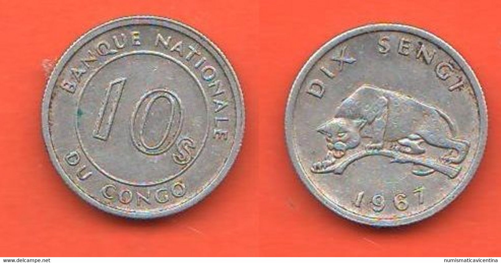 Congo Democratic 10 SENGI 1967 - Congo (República Democrática 1964-70)