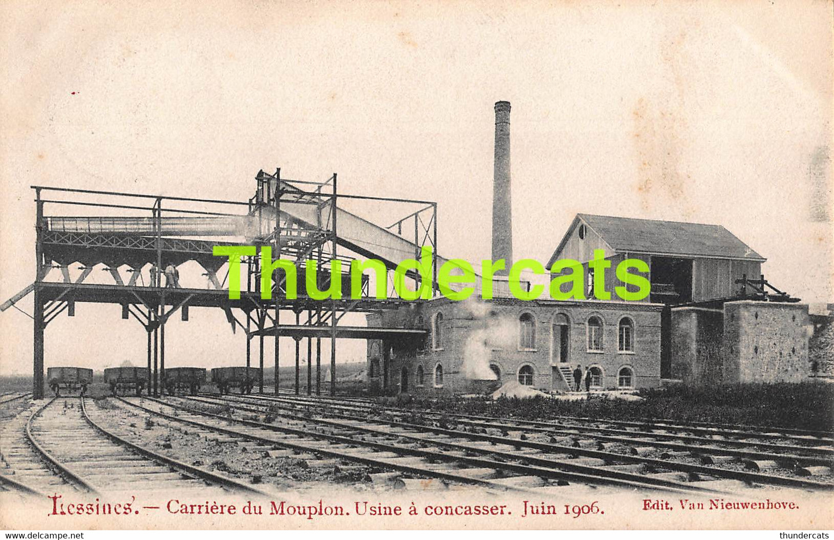 CPA LESSINES CARRIERE DU MOUPLON USINE A CONCASSER JUIN 1906 - Lessines