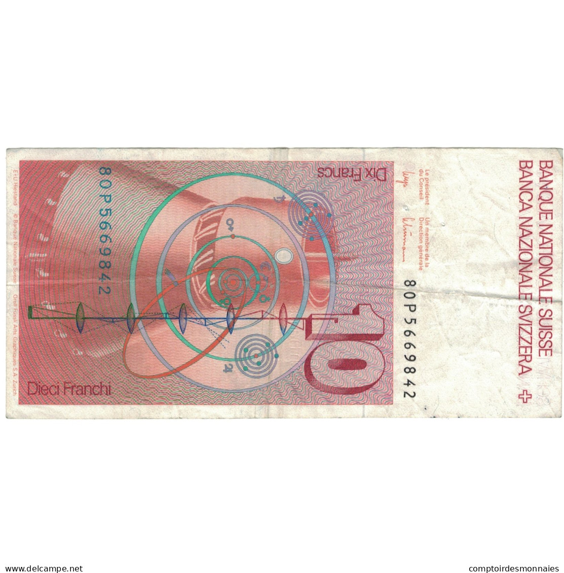 Billet, Suisse, 10 Franken, 1980, 1980, KM:53b, TTB - Suisse