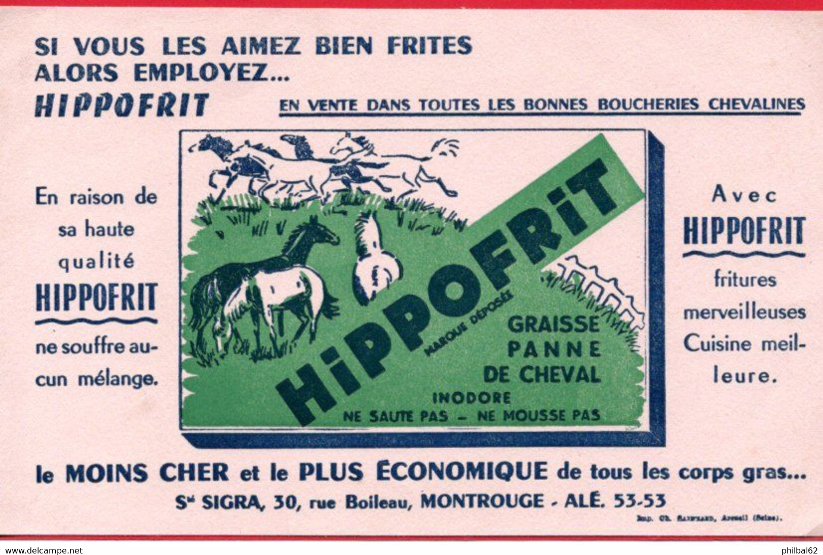 Buvard Hippofrit, Graisse Et Panne De Cheval. - Café & Thé