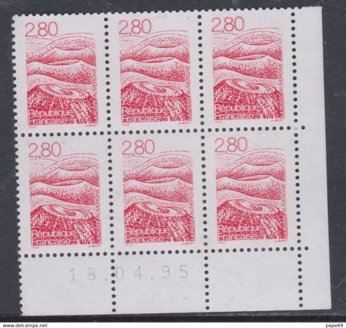 France N° 2951 XX Région Auvergne En Bloc De 6 Coin Daté Du 18 . 04 . 95  Sans Barre,  Sans Charnière, TB - 1990-1999