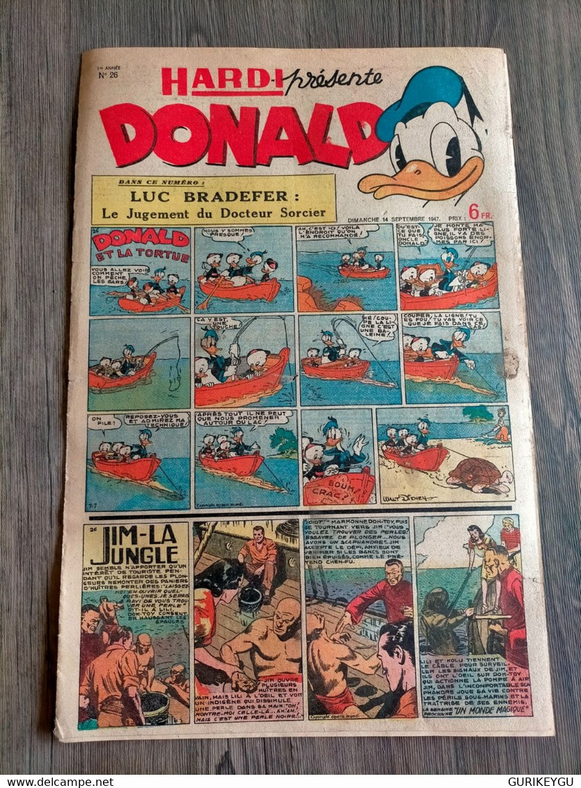 HARDI Présente DONALD N° 26 BARRY Pim Pam Poum TARZAN GUY L'éclair MANDRAKE Luc Bradefer Franck Sauvage JIM 14/09/1947 - Donald Duck