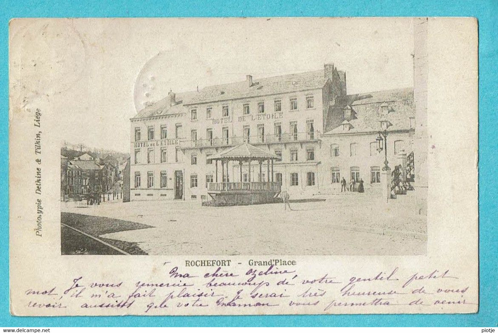 * Rochefort (Namur - Namen - La Wallonie) * (Phototypie Dethine & Tilkin) Grand'Place, Hotel De L'étoile, Kiosque, Kiosk - Rochefort