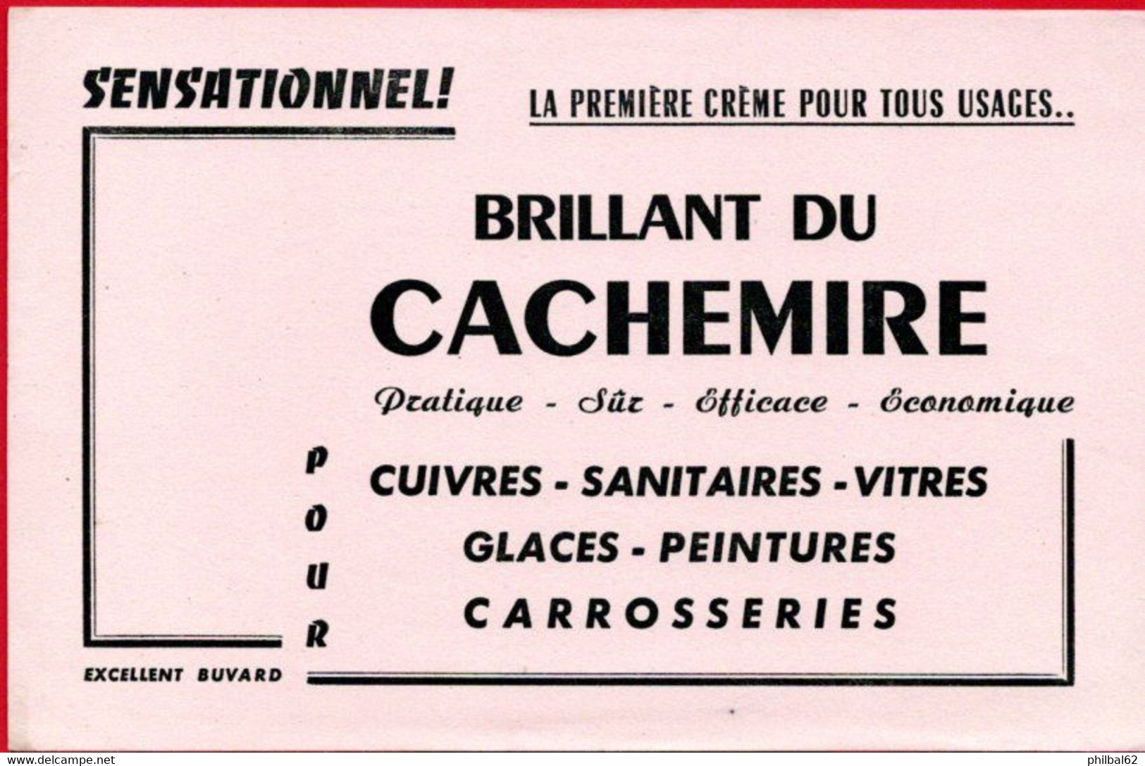 Buvard Brillant Du Cachemire, Crème Entretien Cuivres, Glaces, Peintures, Carrosseries. - E