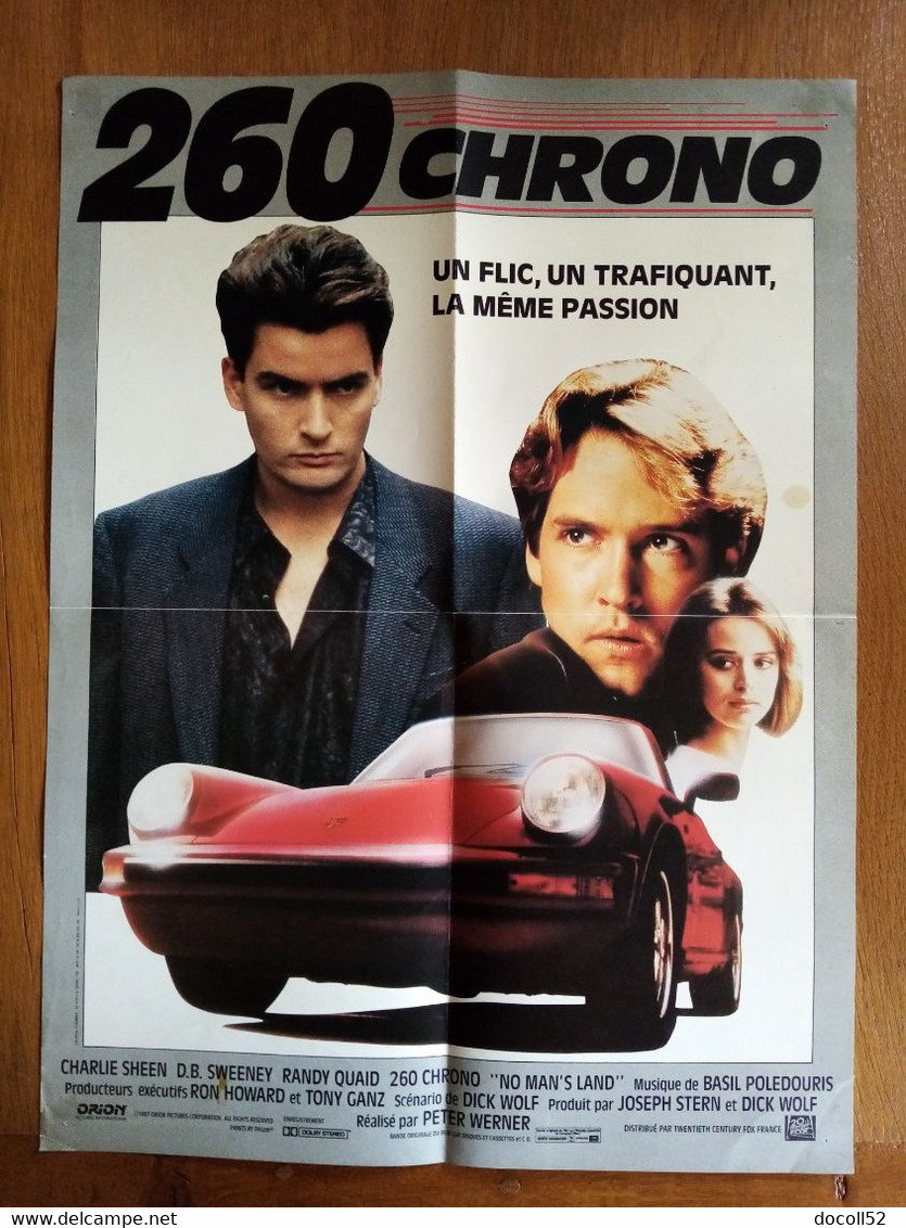 AFFICHE CINEMA ORIGINALE FILM 260 CHRONO 1987 CHARLIE SHEEN RANDY QUAID 52.0CMX38.7CM DE PETER WERNER PORSCHE 911 - Affiches & Posters