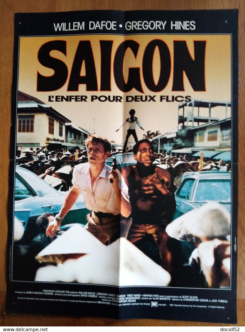 AFFICHE CINEMA ORIGINALE FILM  SAIGON L'ENFER POUR ..1988 WILLIAM DAFOE GREGORY HINES 52.1CMX38.6CM DE CHRISTOPHER CROWE - Affiches & Posters